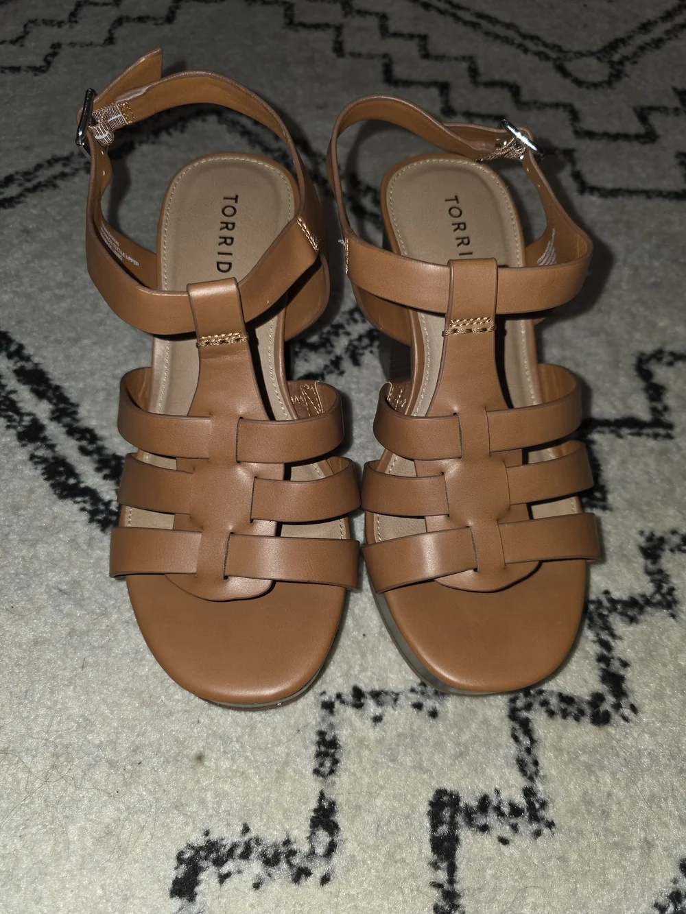 torrid Tan Leather Platform Strappy Heels